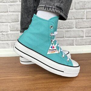 ⭐Converse Chuck Taylor All Star Lift Platform Stars 8 Women's Shoes Teal A06492C